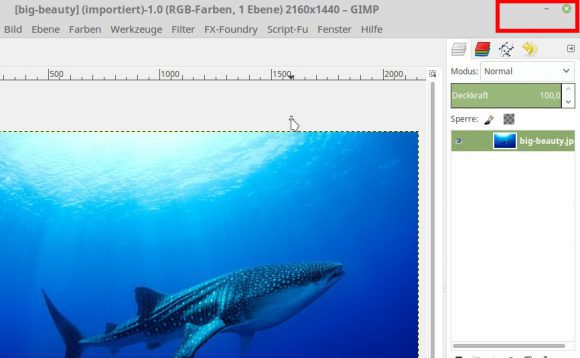 Maximieren bei GIMP ist plötzlich verschwunden
