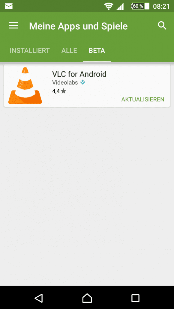 VLC wäre als Beta-Version verfügbar