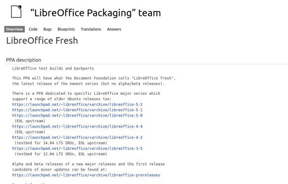 LibreOffice 5.2 im Fresh-PPA