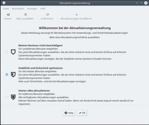 Update Manager bei Linux Mint 18 KDE