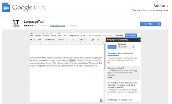 LanguageTool für Google Docs