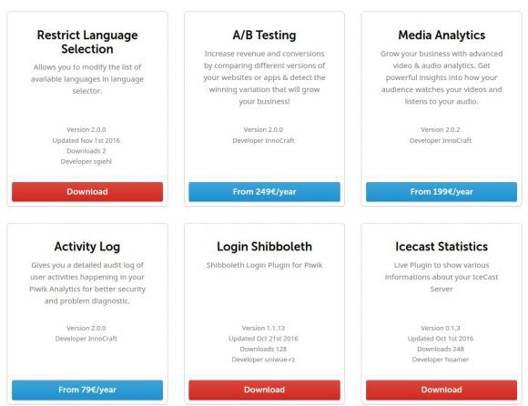 Ab sofort sind die ersten Premium-Plugins im marketplace von Piwik zu finden