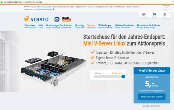 Mini V-Server Linux zum Aktionspreis