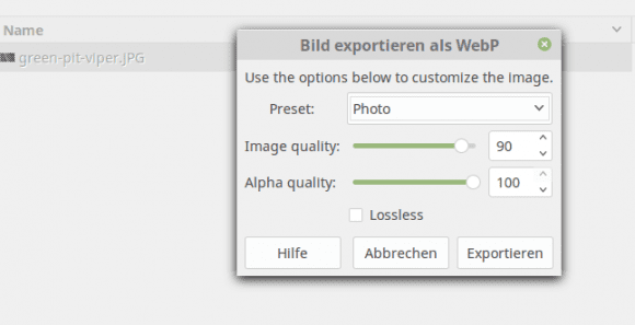 WebP aus Gimp erstellen