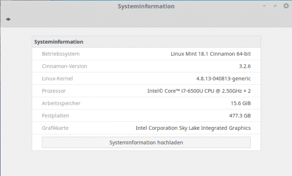 Linux Mint 18.1 mit Cinnamon 3.2 ist eingespielt
