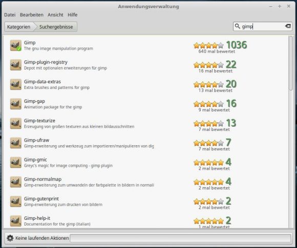 Linux MInt 18.1: Anwendungsverwaltung GIMP