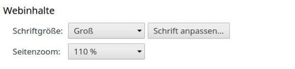 Chromium und die Schrift anpassen