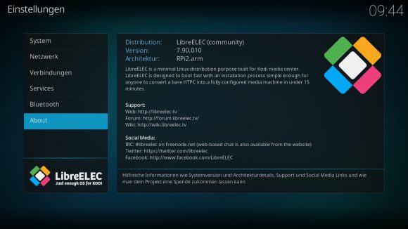LibreELEC 7.90.010 läuft