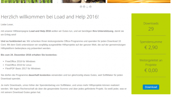 Load and Help 2016 hat begonnen