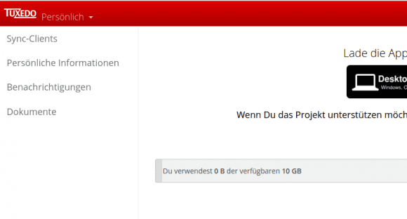 mytuxedo.de mit zehn GByte Storage