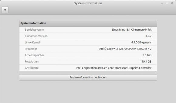 Linux Mint 18.1: Systeminformationen
