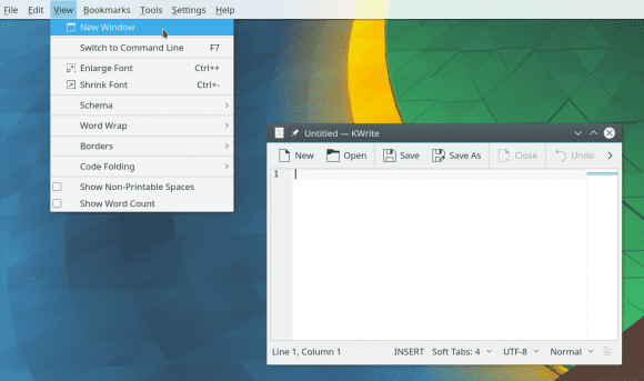 KDE Plasma 5.9 mit globalem Menü in einem Plasma Widget (Quelle: kde.org)