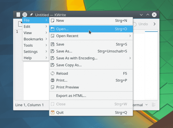 KDE Plasma 5.9 und ein globales Menü in einer Fensterleiste (Quelle: kde.org)