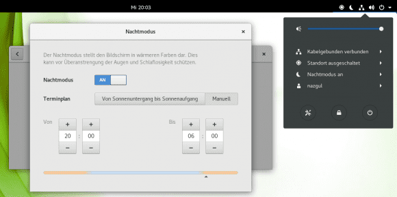 GNOME 3.24 mit Nachtmodus (Quelle: gnome.org)