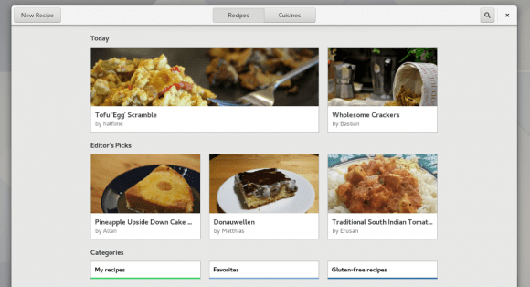 Rezepte in GNOME 3.24 (Quelle: gone.org)