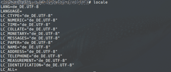 locale zeigt an, welchen Zeichensatz die Kommandozeile benutzt