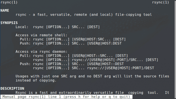 man page von rsync