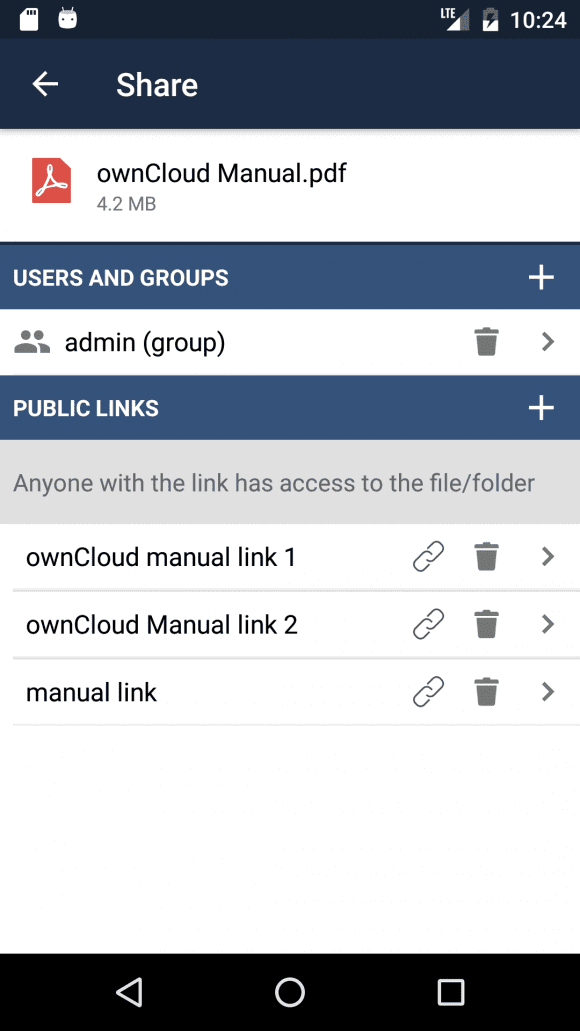 ownCloud App 2.4.0 unterstützt mehrere öffentlichen Links (Quelle: owncloud.org)