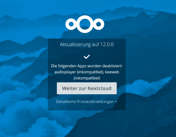 Upgrade auf Nextcloud 12 ist abgeschlossen