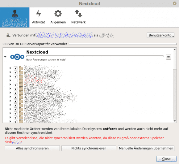 Nextcloud Desktop Client läuft als AppImage