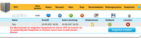 VPS-Steuerung mit Snapshots