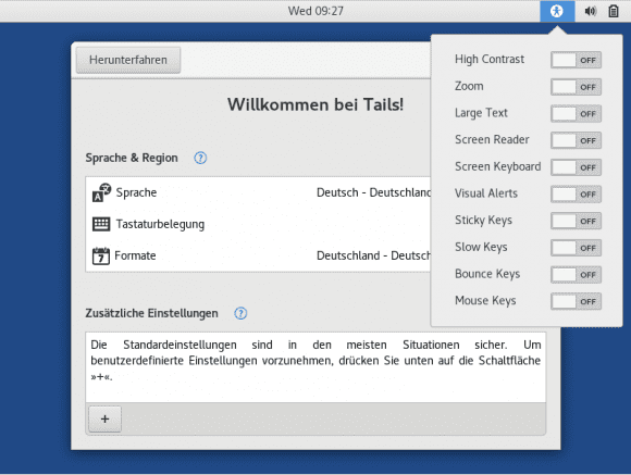 Barrierefreiheit bei Tails 3.0