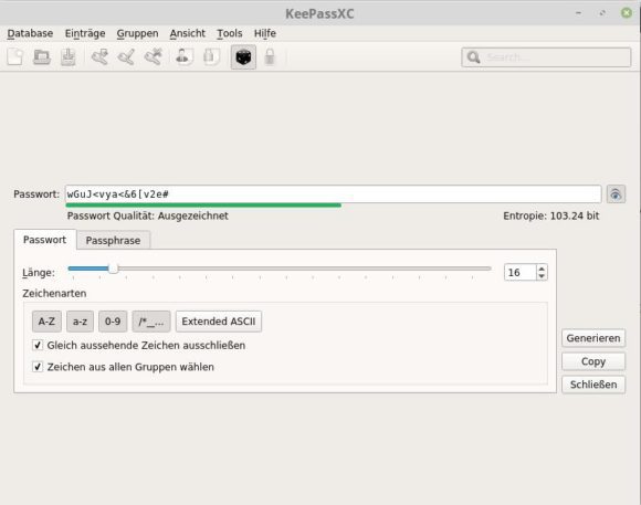KeePassXC mit Passwort-Generator