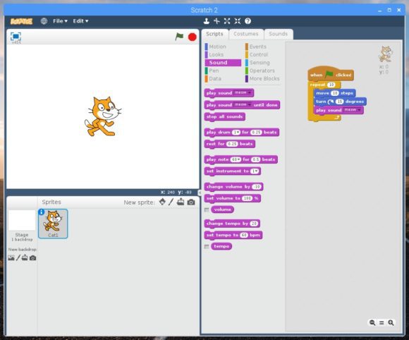 Scratch 2.0 ist nun offline auf einem Raspberry Pi einsetzbar (Quelle raspberrypi.org)