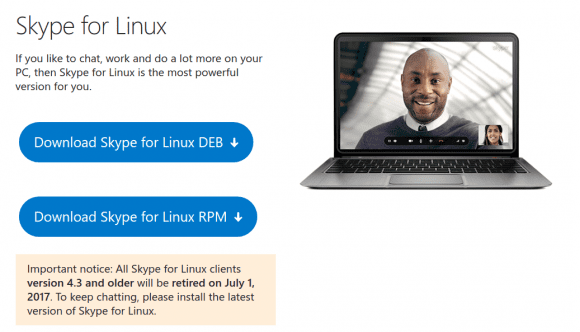 Skype for Linux warnt