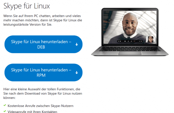 Skype für Linux warnt nicht