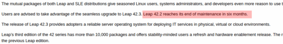 openSUSE Leap 42.3 ist da und der Support für 42.2 endet bald