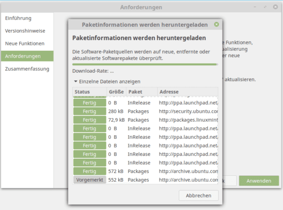 Paketinformationen herunterladen