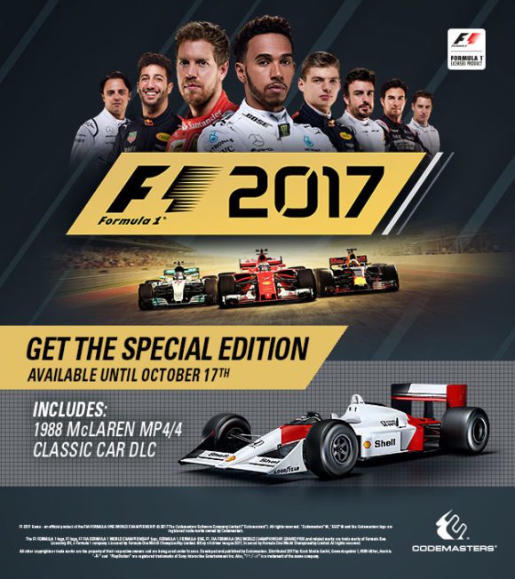 F1 2017 Special Edition gibt es bis zum 17. Oktober (Quelle: steampowered.com)