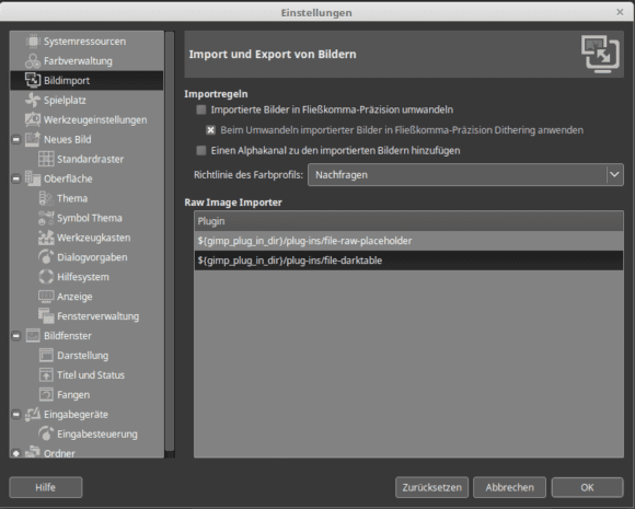 Bildimport auswählen: Darktable oder RawTherapee?