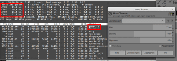 GIMP 2.9.6 mit Multi-Threading bei GEGL