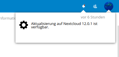 Aktualisierung auf Nextcloud 12.0.1 ist verfügbar