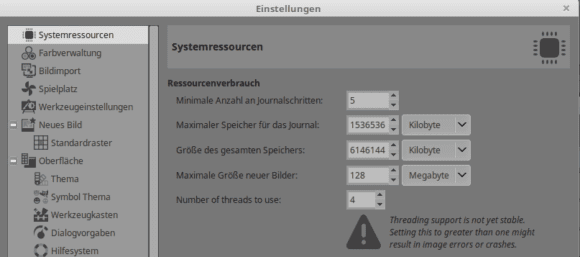 System-Ressourcen einstellen