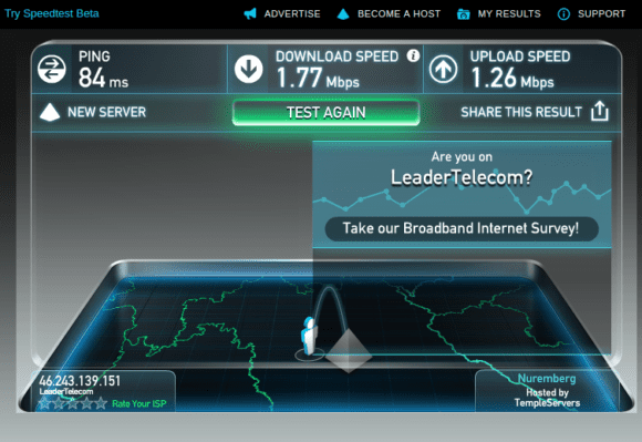 Speedtest von WiFionICE in voller Fahrt