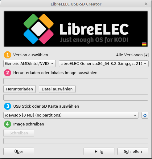 Über den LibreELEC USB-SD Creator ist LibreELEC 8.2.0 schnell installiert