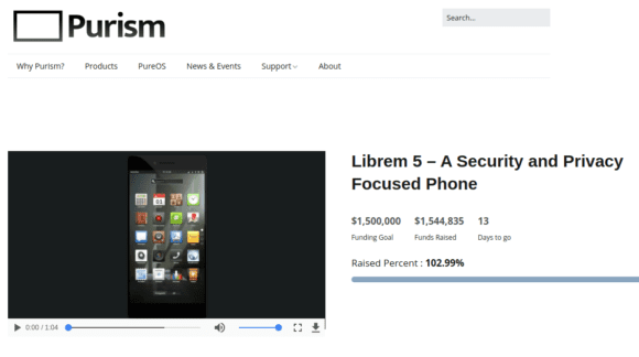 Librem 5 hat sein Ziel von 1,5 Millionen US-Dollar erreicht