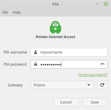 Einfach VPN mit PIA Manager (Quelle: linuxmint.com)