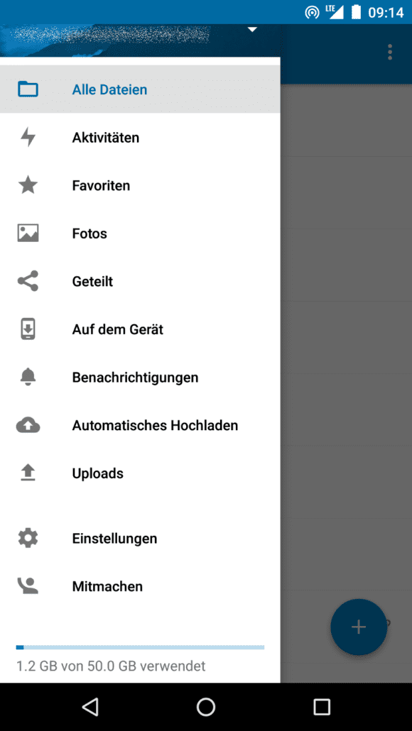 Nextcloud Android App 2.0 im Seitenleiste