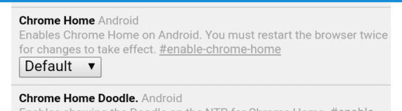 Chrome Home ist per Standard deaktiviert