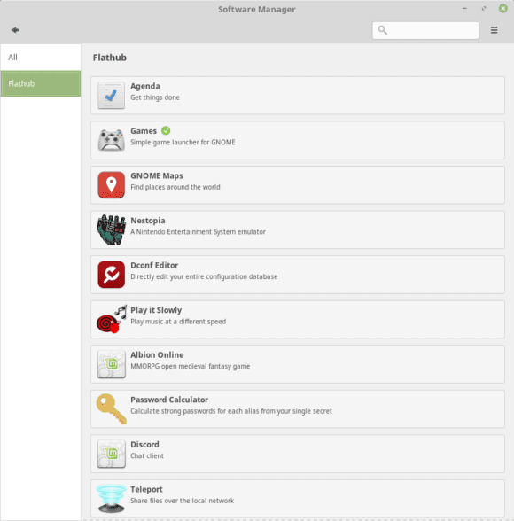 Der Software Manage in Linux Mint 18.3 unterstützt Flatpak (Quelle: linuxmint.com)