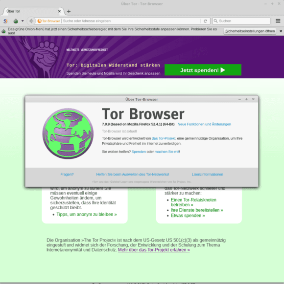 Tor Browser 5.0.9 bessert einen Fehler unter Linux und macOS aus