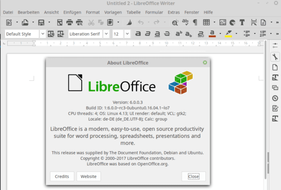 LibreOffice 6 unter Linux Mint 18.3