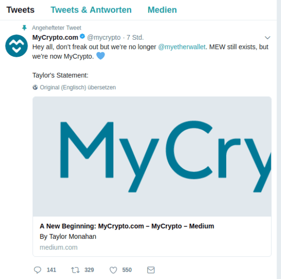 MyCrypto scheint echt zu sein