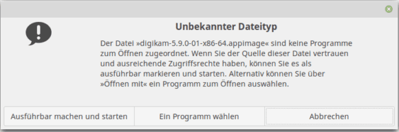 Unbekannter Dateityp: Ausführbar machen und starten?