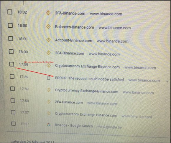 Gefälschte Binance Adressen mit Unicode (Quelle: twitter.com)