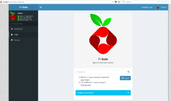 An der Administrationsoberfläche von Pi-hole anmelden